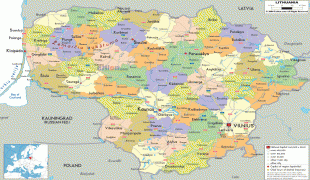 Карта (мапа)-Литванска Социјалистичка Совјетска Република-Lithuanian-political-map.gif