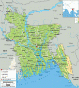 Karte (Kartografie)-Bangladesch-Bangladesh-physical-map.gif
