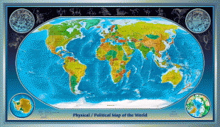 Kaart (kartograafia)-World-Physical_Political_World_Map.jpg