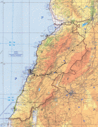 Kaart (kartograafia)-Liibanon-detailed_topographical_map_of_lebanon.jpg