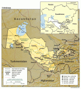 Kaart (kartograafia)-Usbekistan-large_detailed_relief_and_political_map_of_uzbekistan.jpg