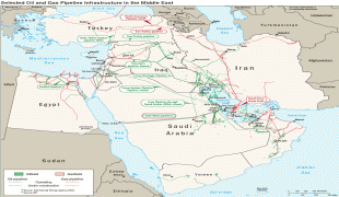 Kaart (kartograafia)-Saudi Araabia-map-pipelines-2010.jpg