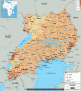 Kaart (kartograafia)-Uganda-Uganda-physical-map.gif