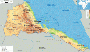Kaart (kartograafia)-Eritrea-Eritrea-physical-map.gif