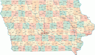 Bản đồ-Iowa-Iowa-Road-Map.gif