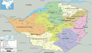 Kort (geografi)-Zimbabwe-political-map-of-Zimbabwe.gif