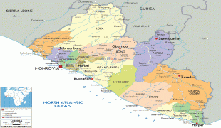 Kaart (kartograafia)-Libeeria-political-map-of-Liberia.gif