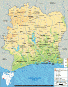 Mapa-Pobrežie Slonoviny-Ivory-Coast-physical-map.gif