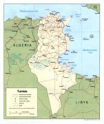 Kaart (kartograafia)-Tuneesia-tunisia_pol_1990.jpg