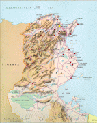 Kaart (cartografie)-Tunesië-Tunisia-Map.jpg
