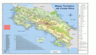 Kaart (kartograafia)-Costa Rica-large_detailed_tourist_and_road_map_of_costa_rica.jpg