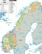 แผนที่-ประเทศนอร์เวย์-Norwegian-political-map.gif