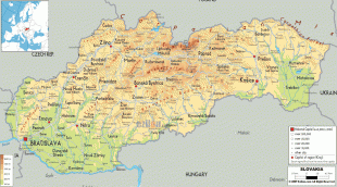 Kaart (kartograafia)-Slovakkia-physical-map-of-Slovakia.gif