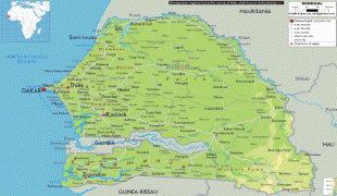 Kaart (cartografie)-Senegal-Senegal-physical-map.gif