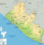 Карта (мапа)-Либерија-Liberia-physical-map.gif