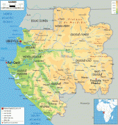 Kaart (cartografie)-Gabon-Gabon-physical-map.gif