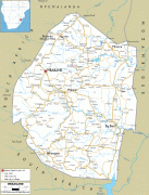 Kaart (cartografie)-Swaziland-road-map-of-Swaziland.gif