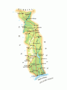 Ģeogrāfiskā karte-Togo-dcetailed_physical_and_road_map_of_togo.jpg