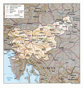 Kaart (kartograafia)-Sloveenia-detailed_relief_and_road_map_of_slovenia.jpg