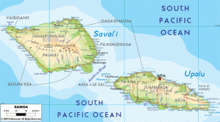Kaart (kartograafia)-Samoa saared-Samoa-physical-map.gif