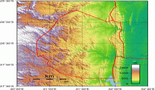 Ģeogrāfiskā karte-Svazilenda-Swaziland_Topography.png