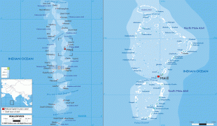 Карта (мапа)-Малдиви-Maldives-physical-map.gif