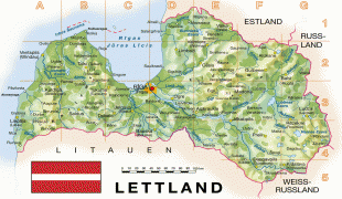 Kaart (cartografie)-Letland-topographical_map_of_latvia.jpg