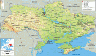 Mapa-República Socialista Soviética de Ucrania-Ukrain-physical-map.gif