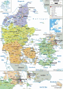 Kaart (kartograafia)-Taani-Denmark-political-map.gif