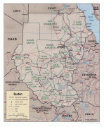 Карта (мапа)-Судан-detailed_relief_and_political_map_of_sudan.jpg