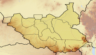 Kaart (cartografie)-Zuid-Soedan-South_Sudan_location_map_Topographic.png