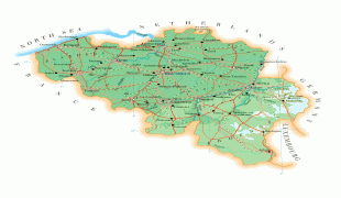 Kaart (kartograafia)-Belgia-detailed_physical_map_of_belgium_with_all_roads_cities_and_airports_for_free.jpg