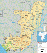Карта (мапа)-Демократска Република Конго-Congo-physical-map.gif