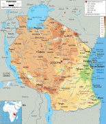 Kaart (kartograafia)-Tansaania-Tanzania-physical-map.gif