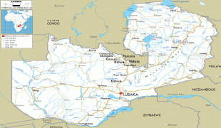 Карта (мапа)-Замбија-road-map-of-Zambia.gif