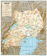Карта (мапа)-Уганда-detailed_relief_and_political_map_of_uganda.jpg