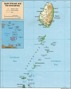 Kaart (kartograafia)-Saint Vincent ja Grenadiinid-large_detailed_political_and_relief_map_of_Saint_Vincent_and_Grenadines.jpg