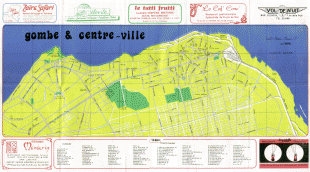 Kaart (kartograafia)-Kinshasa-Kinshasa-Gombe-and-Centreville-Tourist-Map.jpg