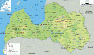 Kaart (kartograafia)-Läti-phisical-map-of-Latvia.gif