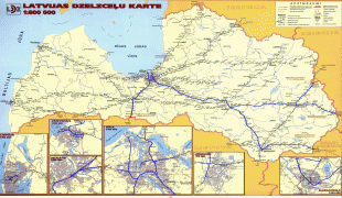 Karte (Kartografie)-Lettland-Latvia-railroads-Map.jpg