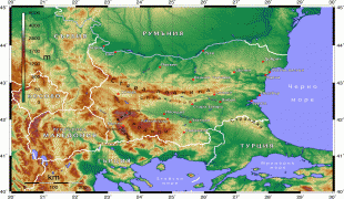 Kort (geografi)-Bulgarien-Topographic_Map_of_Bulgaria_Bulgarian.png