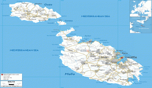 Kaart (cartografie)-Malta (land)-road-map-of-Malta.gif