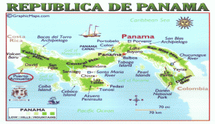 Kaart (cartografie)-Panama (land)-panamamapscan.jpg