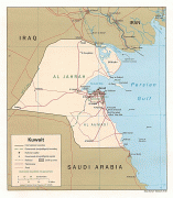 Kaart (kartograafia)-Kuveit-detailed_road_and_administrative_map_of_kuwait.jpg