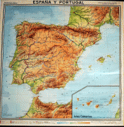 Kort (geografi)-Spanien-11636-Espana-Portugal-y-las-Islas-Canarias-1966.jpg
