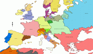 Kaart (kartograafia)-Euroopa-Europe_Map_1850_(VOE).png
