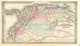Kaart (cartografie)-Ecuador-1855_Colton_Map_of_Columbia,_Venezuela_and_Ecuador_-_Geographicus_-_VenezuelaColumbia-colton-1855.jpg