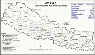 Kaart (cartografie)-Nepal-Nepal_Districts.jpg
