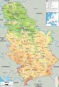 Kaart (kartograafia)-Serbia-physical-map-of-Serbia.gif