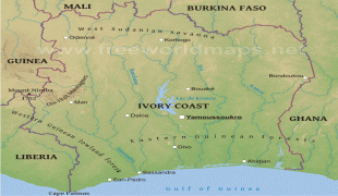 Карта (мапа)-Обала Слоноваче-ivorycoast-map-physical.jpg